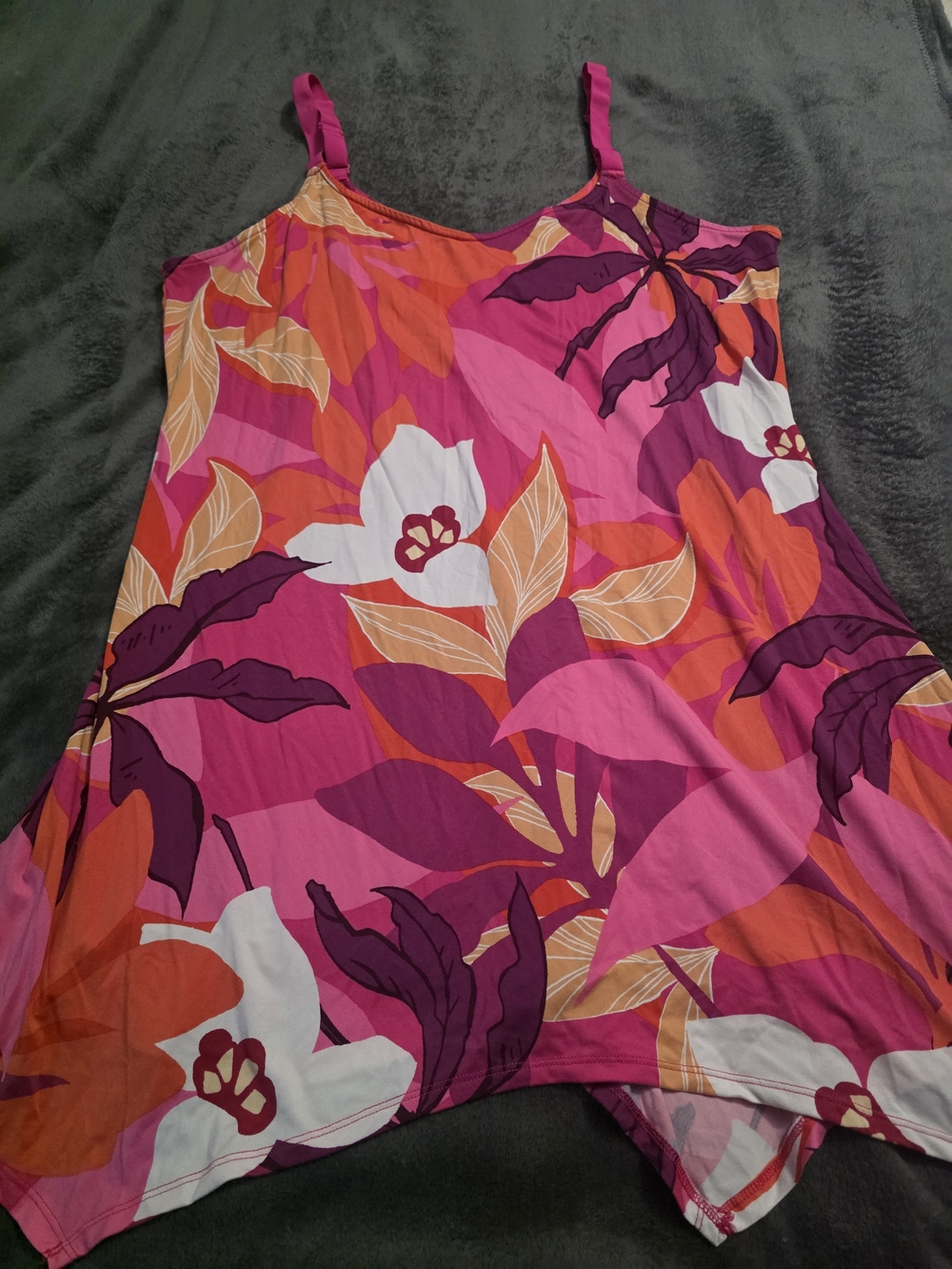Floral Pink & Orange Sleep Dress with Adjustable Straps